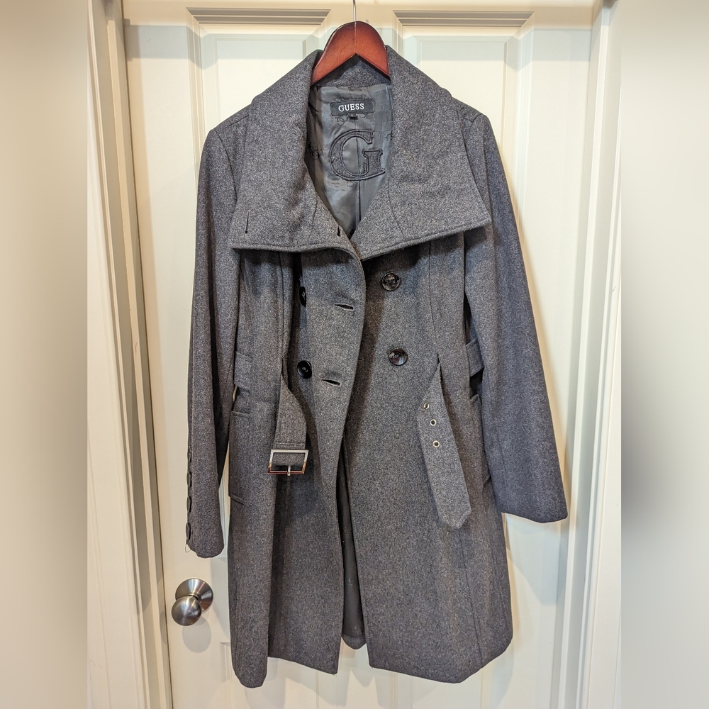Guess Charcoal Gray Peacoat L - Picture 4 of 12